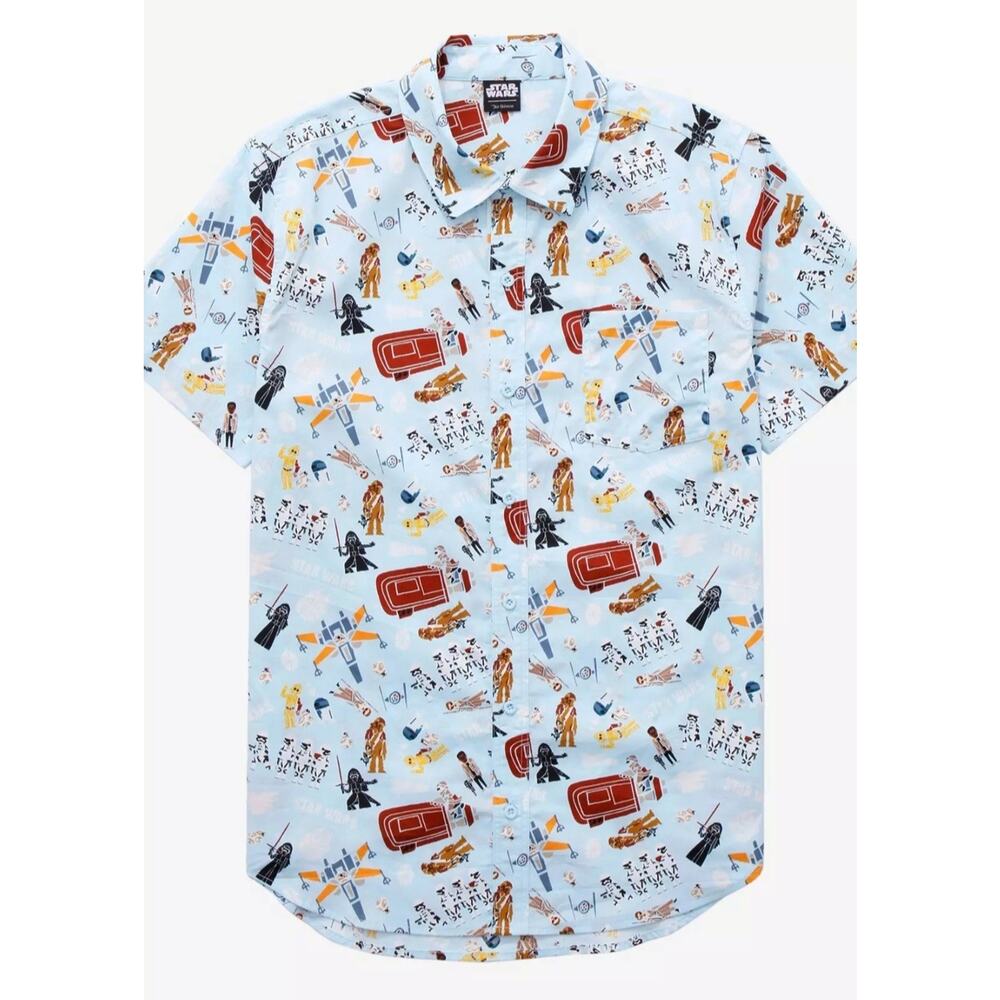 Star Wars Men’s XL First Order & The Resistance Short Sleeve Button Up Shirt